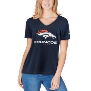 UTS Womens L Navy Blue V-neck Denver Bronco Logo Short Sleeve T-shirt